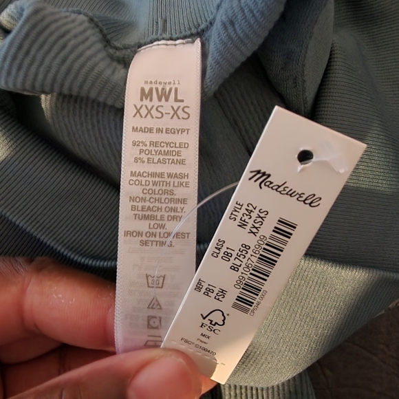 Madewell MWL Teal Green Seamless Ribbed Leggings NF342 Size XXS-XS NWT - Picture 3 of 6
